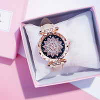 Women Starry Sky Watch Luxury Rose Gold Diamond Watches Ladies Casual Leather Band Quartz Wristwatch Female Clock zegarek damski