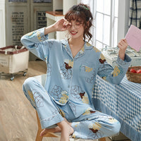 Women Clothes for Autumn winter Pajamas Sets O-Neck Sleepwear Lovely Rabbit Pijamas Mujer Long Sleeve Cotton Sexy Pyjamas Female