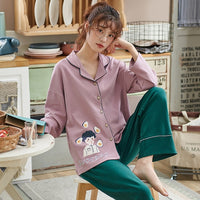 Women Clothes for Autumn winter Pajamas Sets O-Neck Sleepwear Lovely Rabbit Pijamas Mujer Long Sleeve Cotton Sexy Pyjamas Female