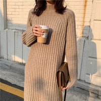 Women Winter Long Sweater Dress Turtleneck long sleeve Straight Elegant Knitted Vestidos Streetwear  Robe Pull Femme jurken