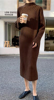 Women Winter Long Sweater Dress Turtleneck long sleeve Straight Elegant Knitted Vestidos Streetwear  Robe Pull Femme jurken