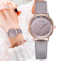 Women Watches Glass Gemstone Dial Ladies Quartz Wristwatch Simple Design Leather Strap Casual Clock Gift Relojes Para Mujer@50