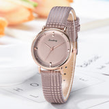 Women Watches Glass Gemstone Dial Ladies Quartz Wristwatch Simple Design Leather Strap Casual Clock Gift Relojes Para Mujer@50