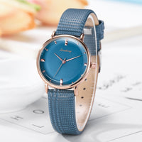 Women Watches Glass Gemstone Dial Ladies Quartz Wristwatch Simple Design Leather Strap Casual Clock Gift Relojes Para Mujer@50