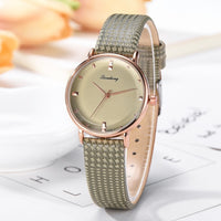 Women Watches Glass Gemstone Dial Ladies Quartz Wristwatch Simple Design Leather Strap Casual Clock Gift Relojes Para Mujer@50