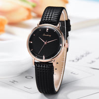 Women Watches Glass Gemstone Dial Ladies Quartz Wristwatch Simple Design Leather Strap Casual Clock Gift Relojes Para Mujer@50