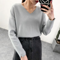 Women Pullover Cashmere Sweater 2019 Knitting Autumn Winter Multi Colors Sexy V-Neck Elegant Bottoming Ladies Tops