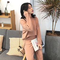 Women Sweater Two Piece knitted Sets Slim Tracksuit 2019 Spring Autumn Fashion Sweatshirts Sporting Suit Female