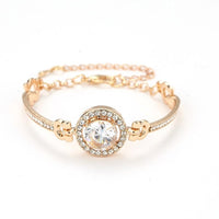 XIUFEN New Women Bangles Silver Gold Color Simple Elegant Shinning Rhinestone Bracelet Female Jewelry